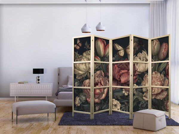 Paravent japonais - Floral Illustration - Magnificent Flower Buds on a Turquoise Background Paravent japonais - Floral Illustration - Magnificent Flower Buds on a Turquoise Background