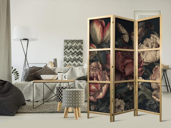 Paravent japonais - Floral Illustration - Magnificent Flower Buds on a Turquoise Background Paravent japonais - Floral Illustration - Magnificent Flower Buds on a Turquoise Background