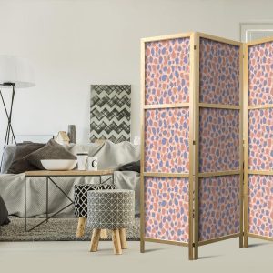 Paravent japonais - Giraffe Pattern - Colorful Animal Pattern in Blue-Pink Spots