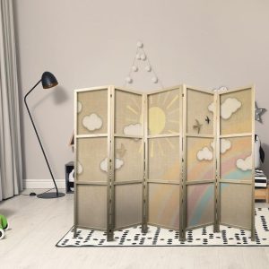 Paravent japonais - Holiday Sky - A rainbow on a sunny day and flying birds