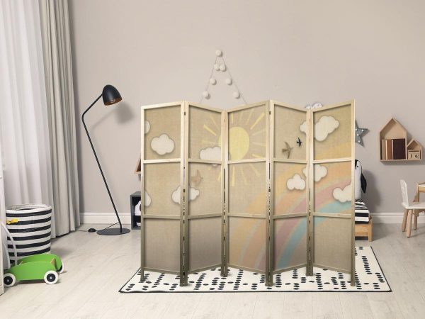 Paravent japonais - Holiday Sky - A rainbow on a sunny day and flying birds