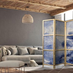 Paravent japonais - Italian Landscape - Lake Como Painted in Shades of Blue
