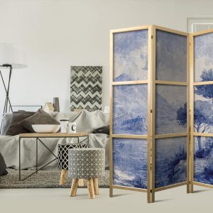 Paravent japonais - Italian Landscape - Lake Como Painted in Shades of Blue