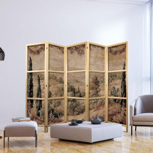 Paravent japonais - Landscape with Cypresses - Old Tapestry with Mediterranean Vegetation