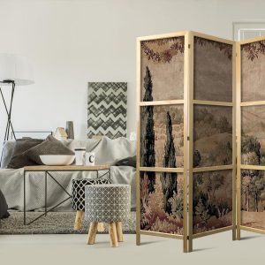 Paravent japonais - Landscape with Cypresses - Old Tapestry with Mediterranean Vegetation