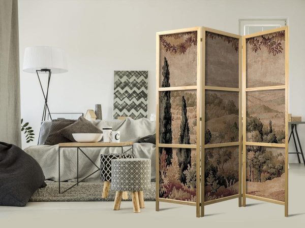 Paravent japonais - Landscape with Cypresses - Old Tapestry with Mediterranean Vegetation Paravent japonais - Landscape with Cypresses - Old Tapestry with Mediterranean Vegetation