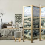 Paravent japonais - Landscape with Green Fields and Trees - Tuscan sunny view