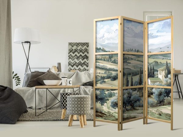 Paravent japonais - Landscape with Green Fields and Trees - Tuscan sunny view Paravent japonais - Landscape with Green Fields and Trees - Tuscan sunny view