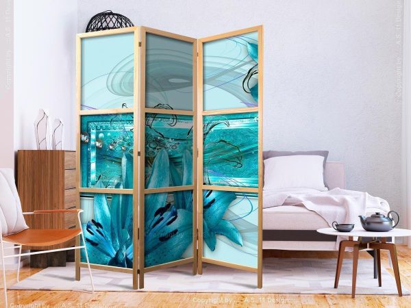 Paravent japonais - Lilies in Pale Blue I