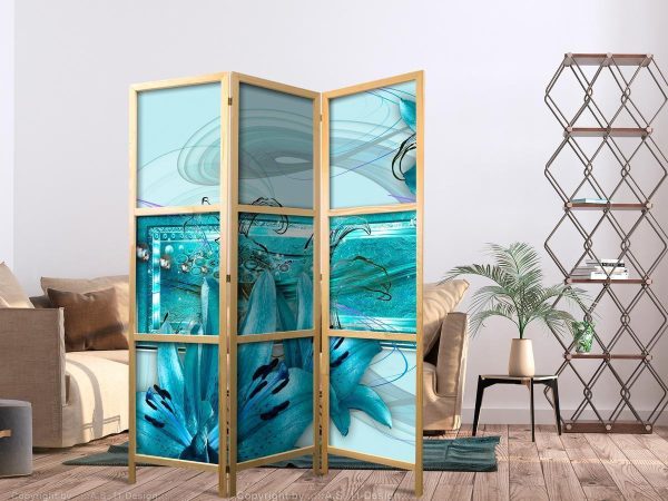 Paravent japonais - Lilies in Pale Blue I