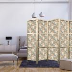 Paravent japonais - Little Bouquets - Exotic Flowers and Leaves on a Gray-Green Background