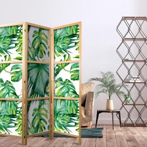 Paravent japonais - Monstera and Palm Leaves I