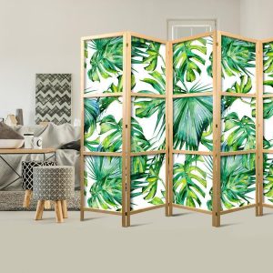Paravent japonais - Monstera and Palm Leaves II