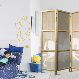 Paravent japonais - Moonlit Steeds - Horses galloping among trees on a starry night