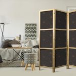 Paravent japonais - Night Sky - Artistic Composition of Suns and Planets on a Black Background