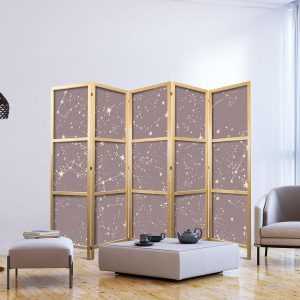 Paravent japonais - Night Sky - Artistic Constellations and Stars in Pastel Shades