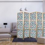 Paravent japonais - Oriental Pond - a Cluster of Japanese Fish Swimming in Crystal Clear Water with Flashes of Light