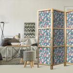 Paravent japonais - Oriental Pond - a Cluster of Japanese Fish Swimming in Crystal Clear Water with Flashes of Light