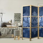 Paravent japonais - Ornament in Blue and Cool Colors - Dark Blue Decoration