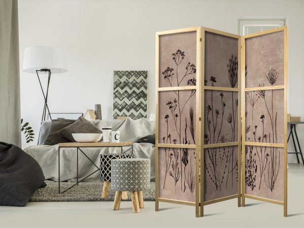 Paravent japonais - Plant Vintage - Delicate Field Flowers on a Background in Lime Wash Technique Paravent japonais - Plant Vintage - Delicate Field Flowers on a Background in Lime Wash Technique