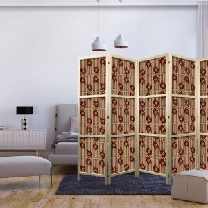 Paravent japonais - Predatory Streaks - Red Abstract Shapes Inspired by Tribal