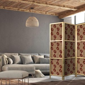 Paravent japonais - Predatory Streaks - Red Abstract Shapes Inspired by Tribal