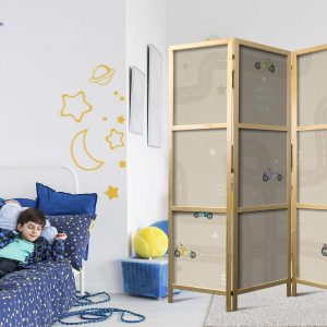 Paravent japonais - Race - Colorful cars on a road on a beige background with stars