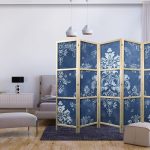 Paravent japonais - Retro Ornament - Decorative Motif in Worn Blues