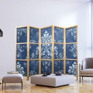 Paravent japonais - Retro Ornament - Decorative Motif in Worn Blues