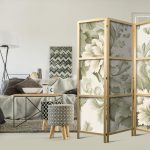 Paravent japonais - Retro Vintage Flowers in Delicate Cream and Green Colors