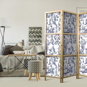 Paravent japonais - Rome and Botany - Blue Pattern with Greek and Plant Motif