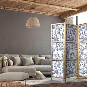 Paravent japonais - Rome and Botany - Blue Pattern with Greek and Plant Motif