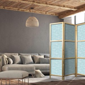 Paravent japonais - Sketch - Outline of an Airplane in White on a Turquoise Background