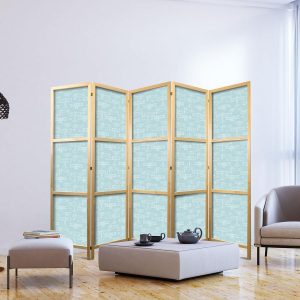 Paravent japonais - Sketch - Outline of an Airplane in White on a Turquoise Background