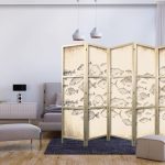 Paravent japonais - Sketch of a School of Fish - Sketches of Various Species of Fish Swimming in a School on a Beige Background in Vintage Style