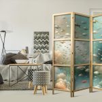 Paravent japonais - Spectacular Underwater Landscape - Fish in the Underwater World in Colors of Turquoise Blue Beige and Delicate Orange