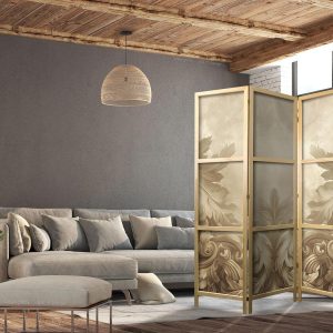 Paravent japonais - Stone Baroque Ornaments in Light Shades of Gray-Blue