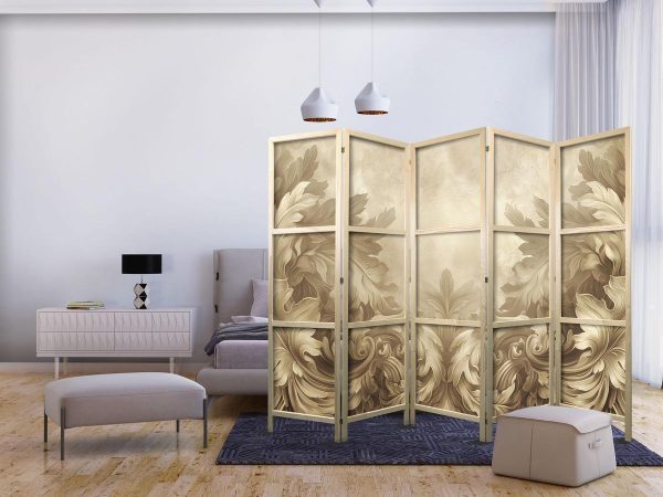 Paravent japonais - Stone Baroque Ornaments in Light Shades of Gray-Blue Paravent japonais - Stone Baroque Ornaments in Light Shades of Gray-Blue