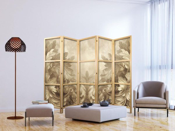 Paravent japonais - Stone Baroque Ornaments in Light Shades of Gray-Blue