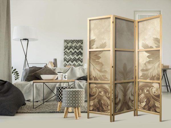 Paravent japonais - Stone Baroque Ornaments in Light Shades of Gray-Blue Paravent japonais - Stone Baroque Ornaments in Light Shades of Gray-Blue