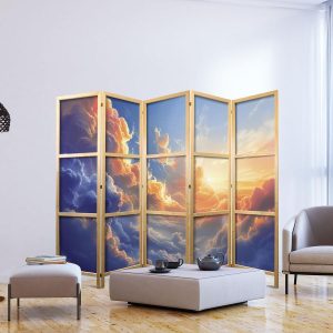 Paravent japonais - Sunset Over a Cloudy Sea: A Wonderful Symphony of Colors