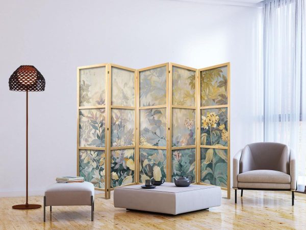 Paravent japonais - Tapestry Pattern with Meadow and Flowers - Kilim with a Spring Motif