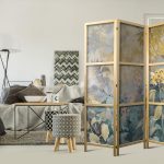 Paravent japonais - Tapestry Pattern with Meadow and Flowers - Kilim with a Spring Motif