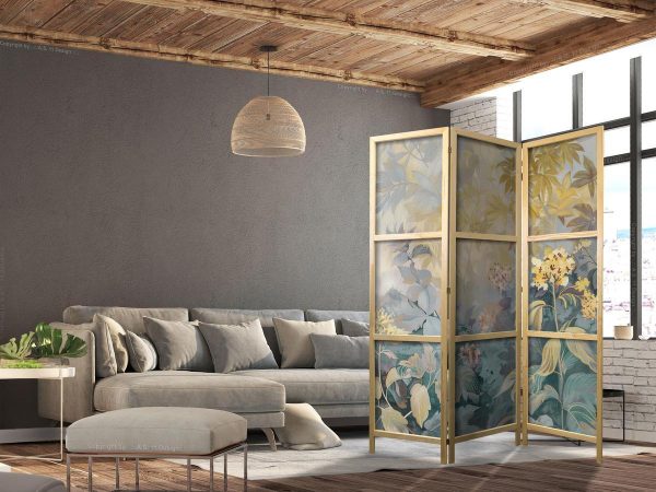 Paravent japonais - Tapestry Pattern with Meadow and Flowers - Kilim with a Spring Motif