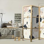 Paravent japonais - Terrazzo with Large - Scaled Stones in Muted Colors