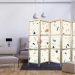 Paravent japonais - Terrazzo with Multicolored - Large Elements - Cheerful Pattern on a Light Background