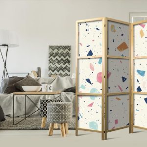 Paravent japonais - Terrazzo with Multicolored - Large Elements - Cheerful Pattern on a Light Background