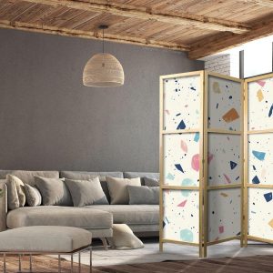 Paravent japonais - Terrazzo with Multicolored - Large Elements - Cheerful Pattern on a Light Background
