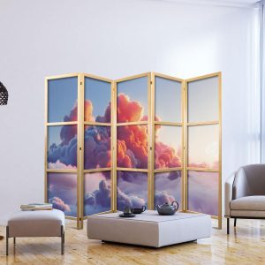 Paravent japonais - Twilight Spectacle: Clouds in Shades of Pink and Violet