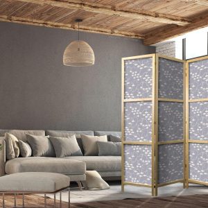 Paravent japonais - Underwater Shoal of Small Fish - Tiny Light-Beige Fish on the Background of Oceanic Depths in Gray Shades